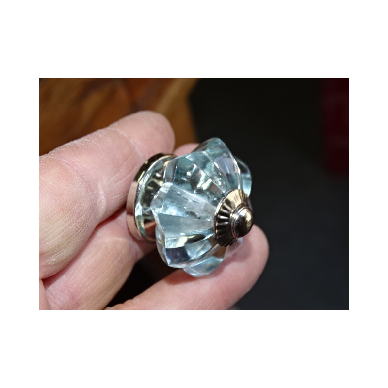 bouton citrouille 35 mm de couleur bleu clair - argenté