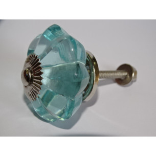 bouton citrouille en verre de 45 mm couleur vert d'eau - argenté