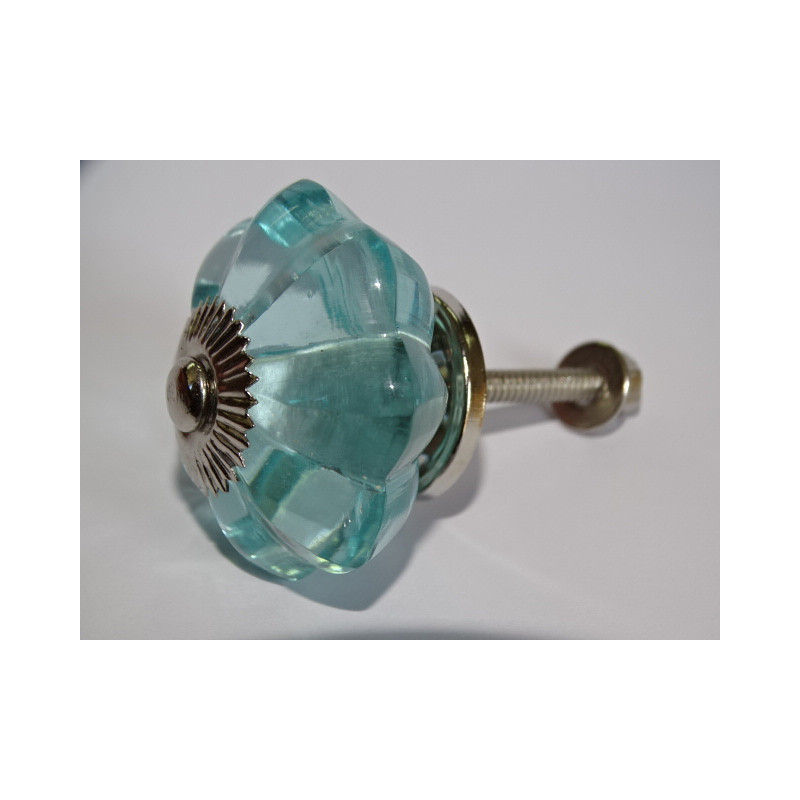 bouton citrouille en verre de 45 mm couleur vert d'eau - argenté