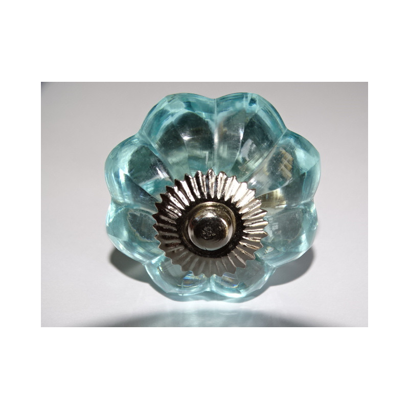 45 mm glass pumpkin button water green color - silver