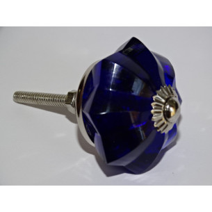 45 mm ultramarinblauer Glaskürbisknopf - silber