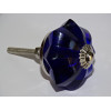 Botón de calabaza de cristal azul ultramar de 45 mm - plateado