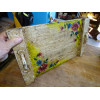 Plateau en manguier peint 30x53 cm - fleurs