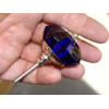 Bottone zucca in vetro blu oltremare 45 mm - argento