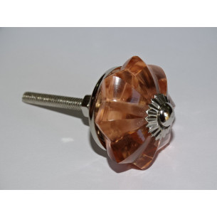 35 mm Salmon Color Glass Pumpkin Button - Silver