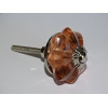 35 mm Salmon Color Glass Pumpkin Button - Silver