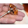 35 mm Salmon Color Glass Pumpkin Button - Silver