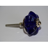 Bottone zucca in vetro blu oltremare 35 mm - argento