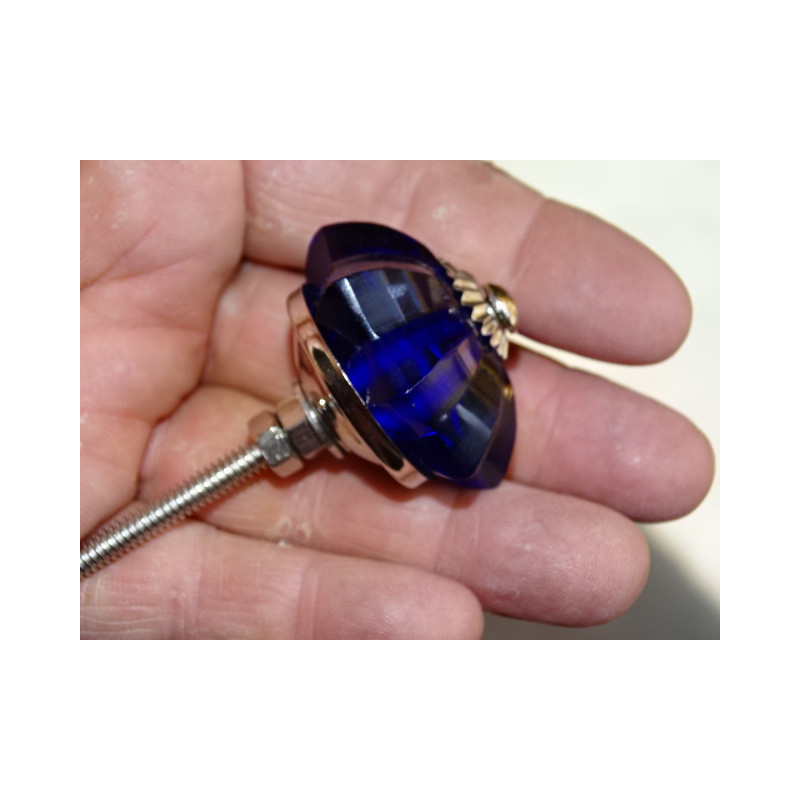 bouton citrouille en verre de 35 mm couleur bleu outremer - argenté