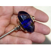 Bottone zucca in vetro blu oltremare 35 mm - argento