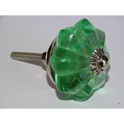 Botón de calabaza de cristal de 45 mm color verde claro - plateado