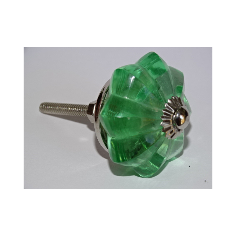 45 mm Glaskürbisknopf hellgrüne Farbe - Silber