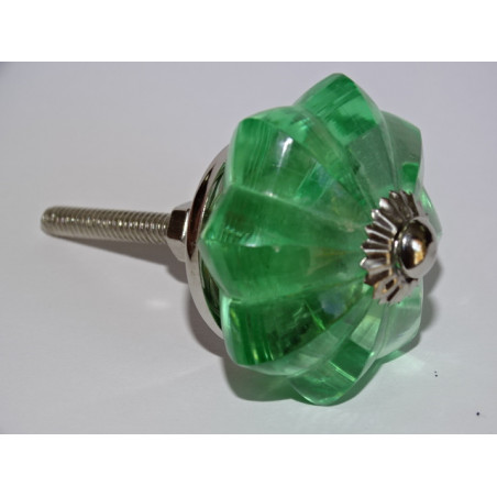 Botón de calabaza de cristal de 45 mm color verde claro - plateado