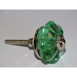 35 mm glass pumpkin button light green color - silver