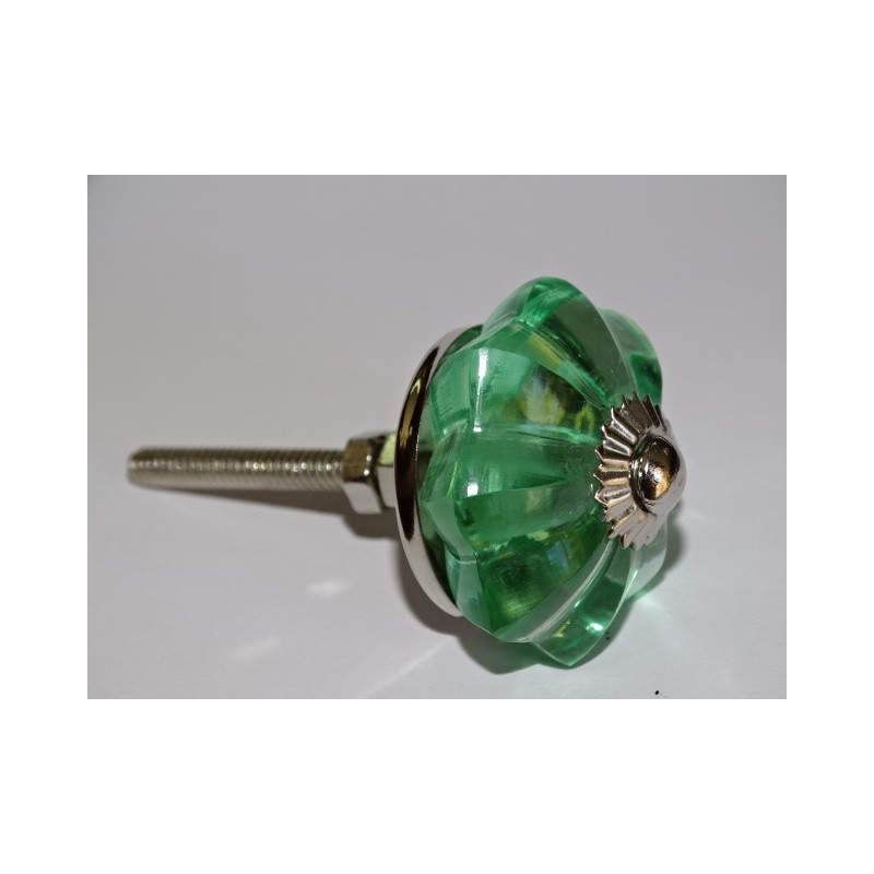 bouton citrouille en verre de 35 mm couleur vert clair - argenté