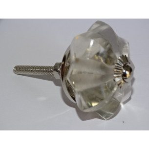 45 mm glass pumpkin button transparent color - silver
