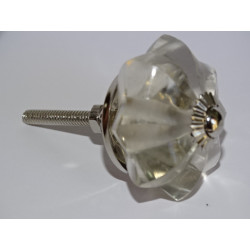 Botón de calabaza de cristal transparente de 45 mm - Plata