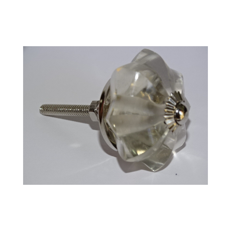 45 mm glass pumpkin button transparent color - silver