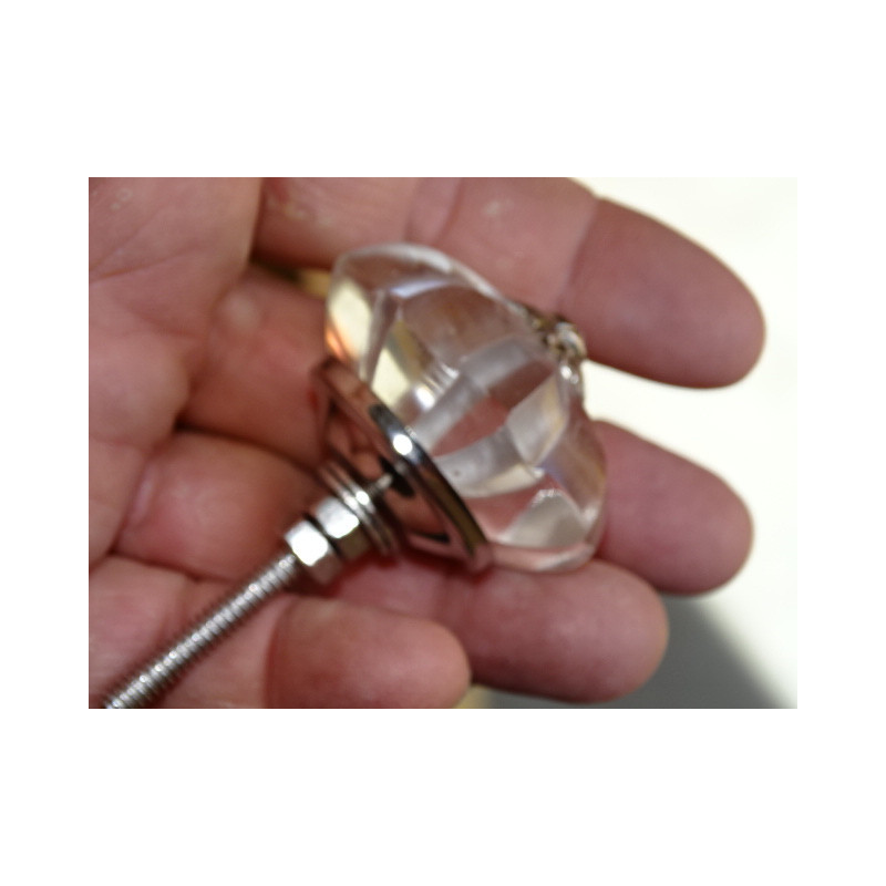 bouton citrouille en verre de 45 mm couleur transparente - argenté