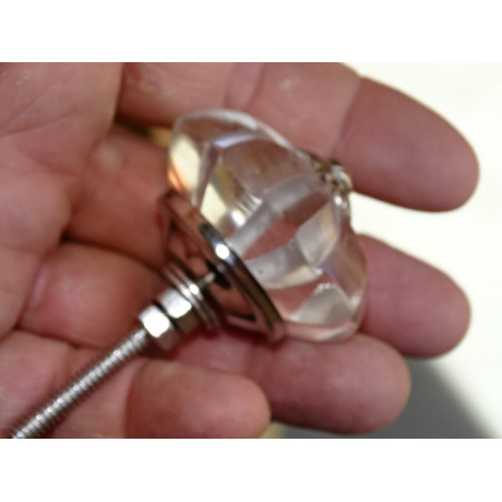 Botón de calabaza de cristal transparente de 45 mm - Plata