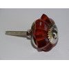 35 mm Amber Color Glass Pumpkin Button - Silver