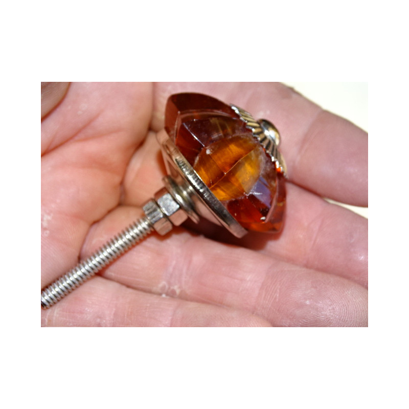 35 mm Bernstein Farbe Glas Kürbisknopf - Silber