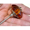 35 mm Amber Color Glass Pumpkin Button - Silver
