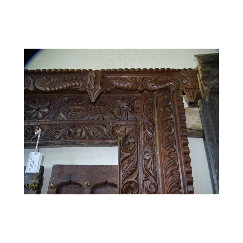 Puertas antiguas decoradas con dintel tallado 142x18x224 cm