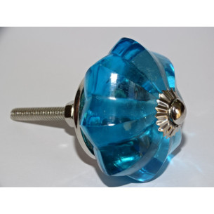 45 mm glass pumpkin button turquoise - silver
