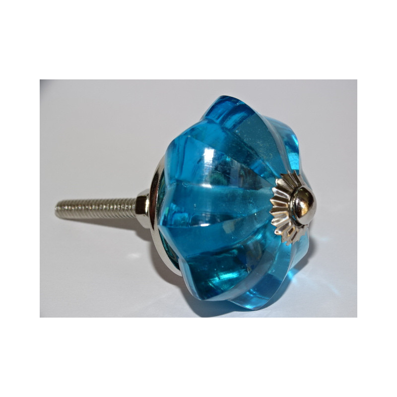 Bottone zucca in vetro turchese 45 mm - argento