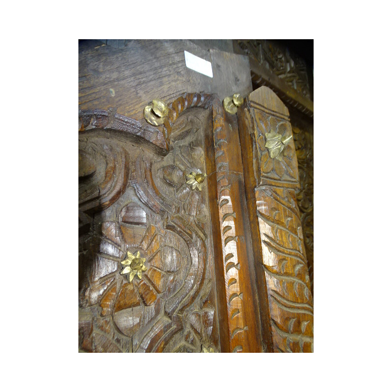 Vieilles portes de maison en forme d'arche sculptée en 135x255 cm