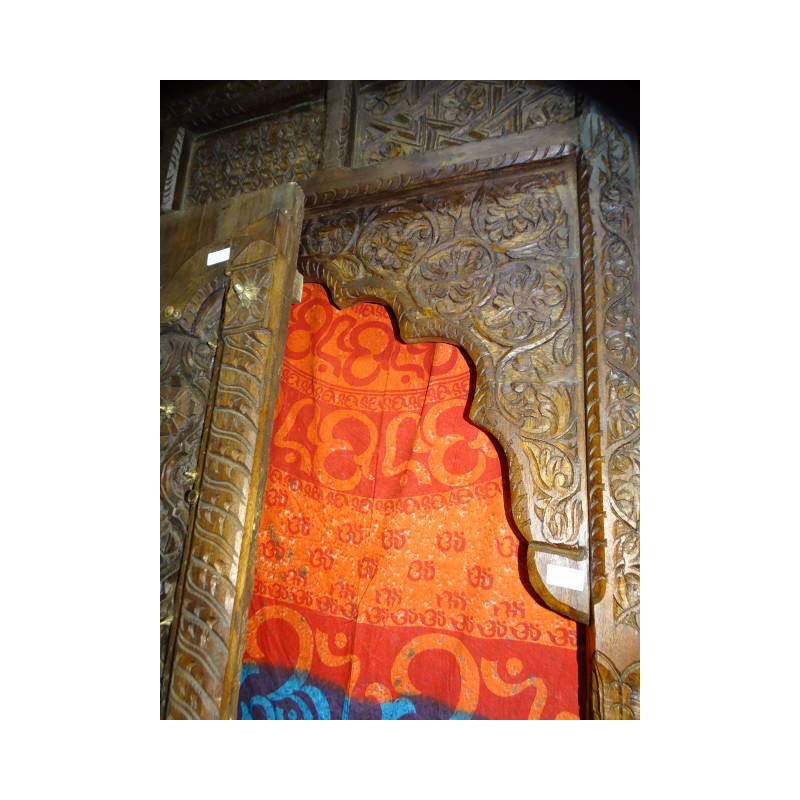 Vieilles portes de maison en forme d'arche sculptée en 135x255 cm