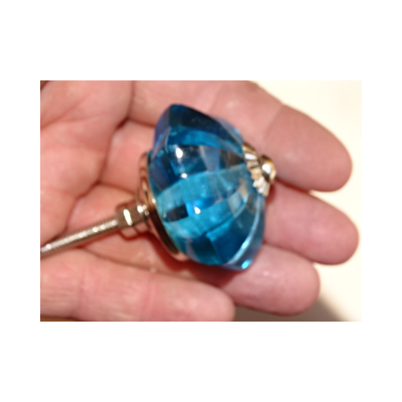 Bottone zucca in vetro turchese 45 mm - argento