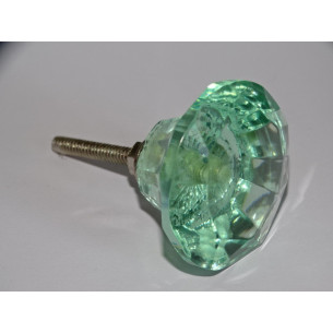 Bouton en verre en forme de DIAMANT 45 mm vert très clair