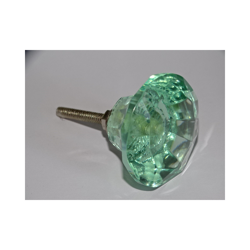 Bouton en verre en forme de DIAMANT 45 mm vert très clair