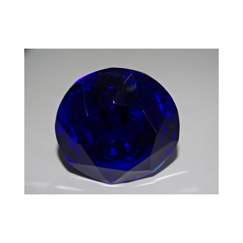 Bouton en verre en forme de DIAMANT 50 mm bleu outremer