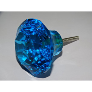 DIAMANT förmiger Glasknopf 50 mm türkise Farbe