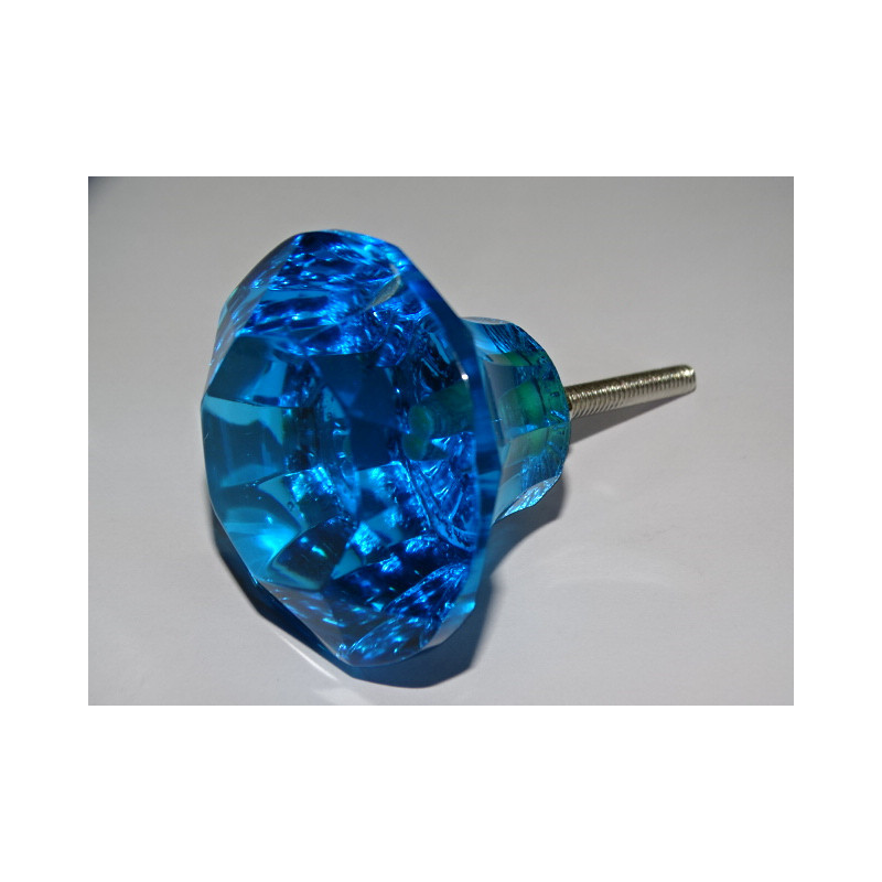 Bottone in vetro a forma DIAMOND 50 mm colore turchese