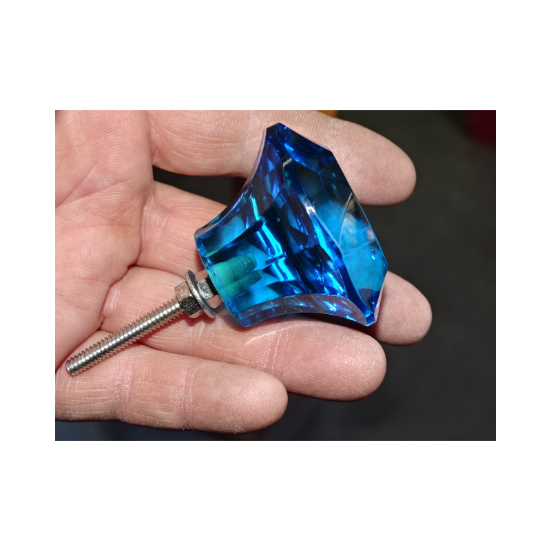 Botón cristal forma DIAMANTE 50 mm color turquesa