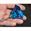 Bouton en verre en forme de DIAMANT 50 mm couleur turquoise