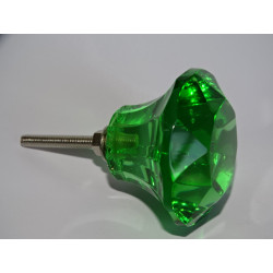 Bouton en verre en forme de DIAMANT 50 mm vert