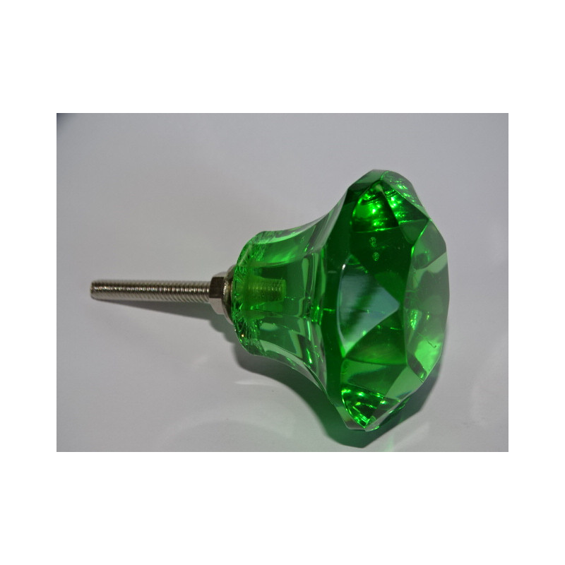 Pulsador cristal forma DIAMANTE 50 mm verde