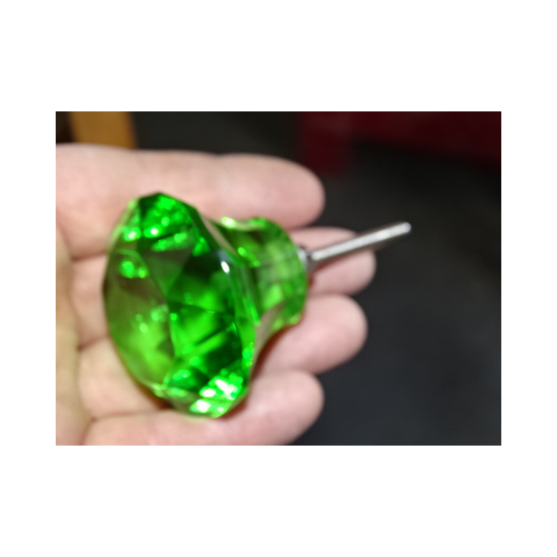 DIAMOND shaped glass button 50 mm green