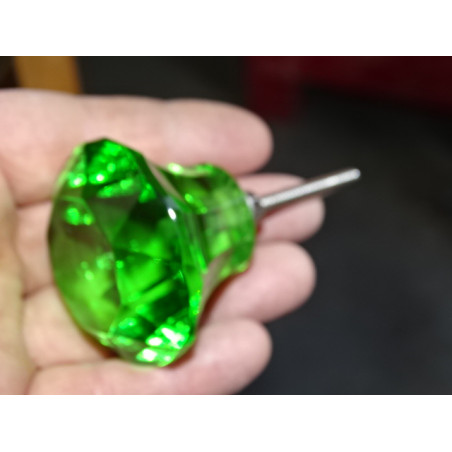 Pulsador cristal forma DIAMANTE 50 mm verde