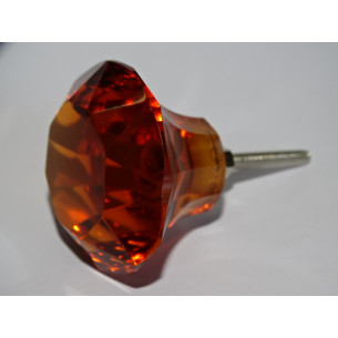 Bouton en verre en forme de DIAMANT 50 mm couleur ambre