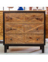 Commode 3 tiroirs en manguier noir et patine foncée