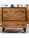 Commode 3 tiroirs en manguier noir et patine foncée