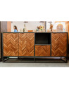 Buffet style industriel teck et métal 3 portes 1 tiroir