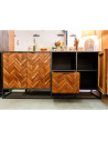 Buffet style industriel teck et métal 3 portes 1 tiroir