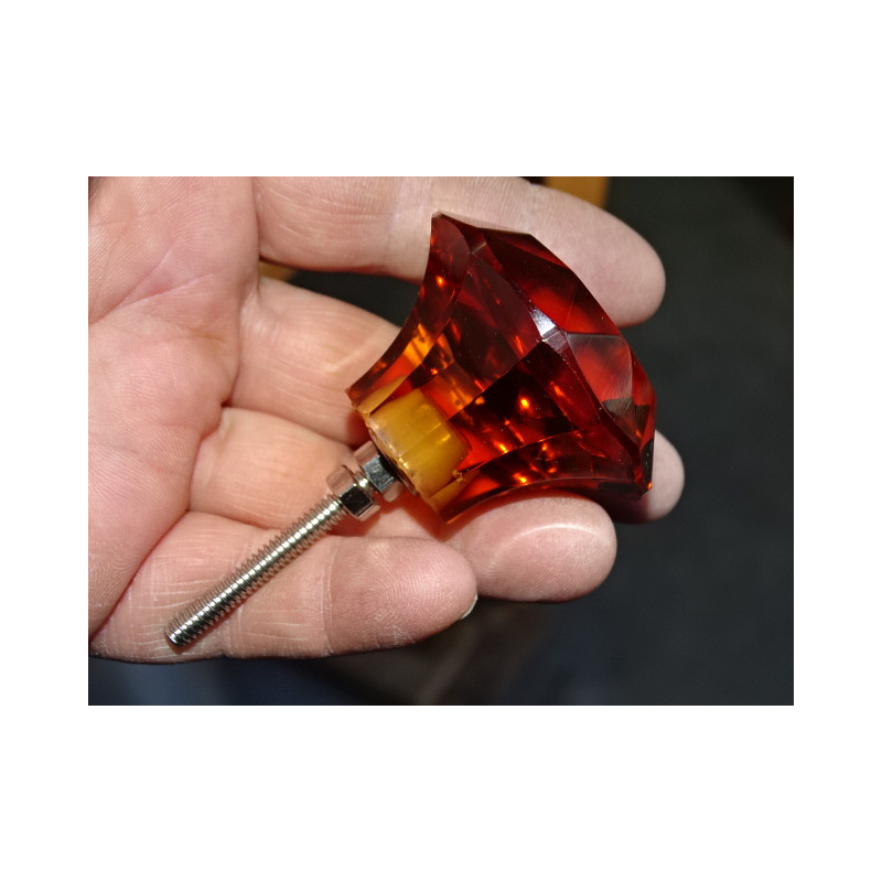 Pomello in vetro a forma DIAMOND 50 mm colore ambra